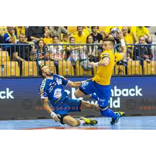 Celje’s Jaka Malus (5) in action during EHF Champions League match between Celje PL (Slovenia) and PGE Vive Kielce (Poland) in Zlatorog Hall, Celje on September 30th, 2017