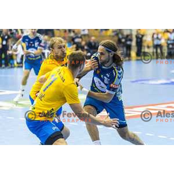 Kielce’s Dean Bombac (44) in action during EHF Champions League match between Celje PL (Slovenia) and PGE Vive Kielce (Poland) in Zlatorog Hall, Celje on September 30th, 2017