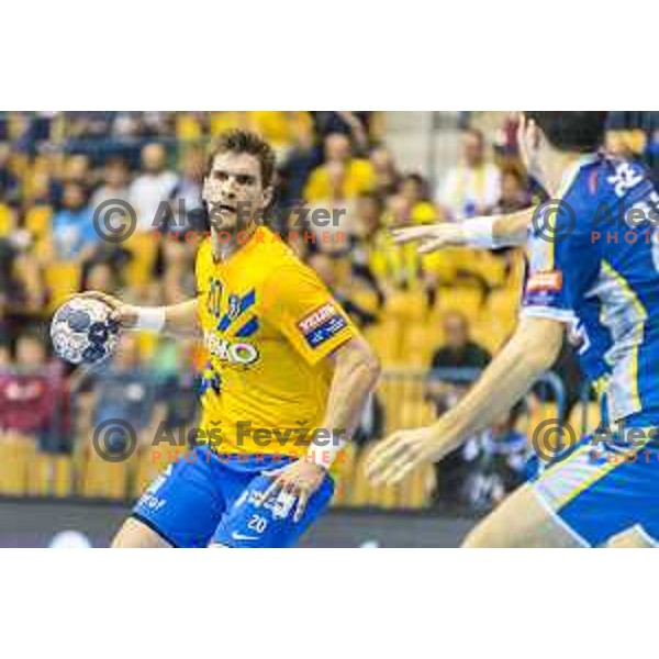 Celje’s Luka Mitrovic (20) in action during EHF Champions League match between Celje PL (Slovenia) and PGE Vive Kielce (Poland) in Zlatorog Hall, Celje on September 30th, 2017
