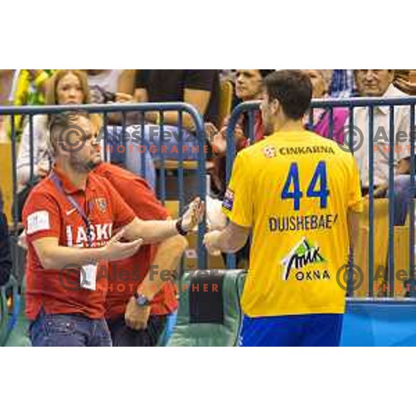 Celje’s head coach Branko Tamse in action during EHF Champions League match between Celje PL (Slovenia) and PGE Vive Kielce (Poland) in Zlatorog Hall, Celje on September 30th, 2017