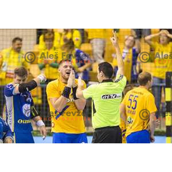 Celje’s Matic Suholeznik (10) reacting during EHF Champions League match between Celje PL (Slovenia) and PGE Vive Kielce (Poland) in Zlatorog Hall, Celje on September 30th, 2017 
