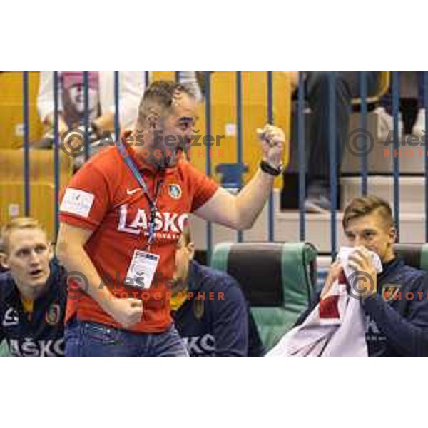 Celje’s head coach Branko Tamse reacting during EHF Champions League match between Celje PL (Slovenia) and PGE Vive Kielce (Poland) in Zlatorog Hall, Celje on September 30th, 2017 