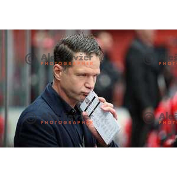 Gaber Glavic, head coach of Jesenice in action during Alps League ice-hockey match between SIJ Acroni Jesenice and SZ Olimpija in Podmezakla Hall, Jesenice, Slovenia on October 14, 2017