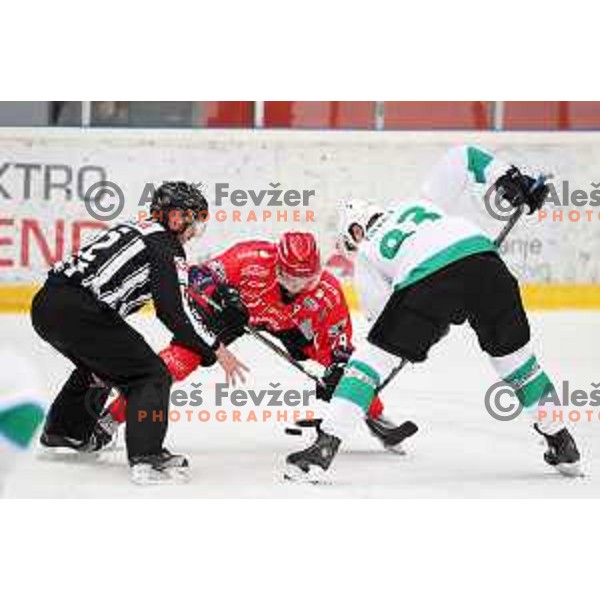action during Alps League ice-hockey match between SIJ Acroni Jesenice and SZ Olimpija in Podmezakla Hall, Jesenice, Slovenia on October 14, 2017