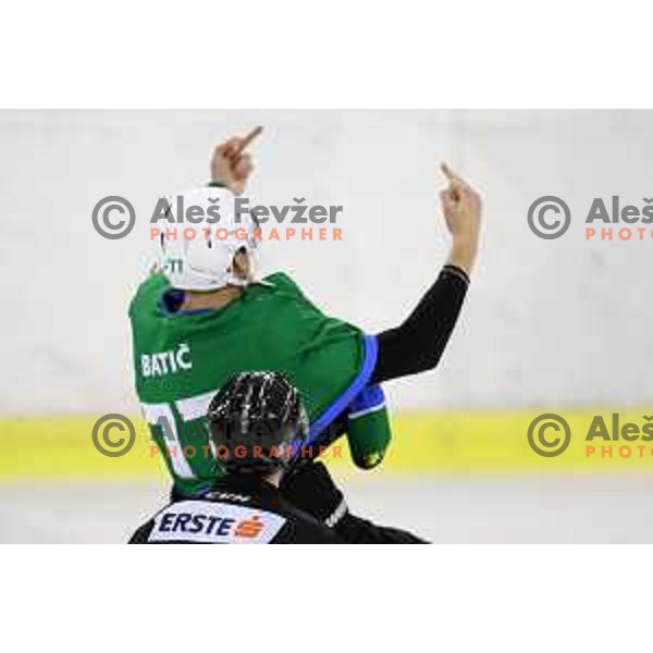 Uros Batic in action during Alps League ice-hockey match between SZ Olimpija and SIJ Acroni Jesenice in Tivoli Hall, Ljubljana, Slovenia on October 25, 2017