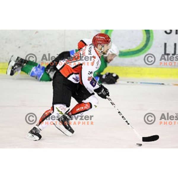 action during Alps League ice-hockey match between SZ Olimpija and SIJ Acroni Jesenice in Tivoli Hall, Ljubljana, Slovenia on October 25, 2017