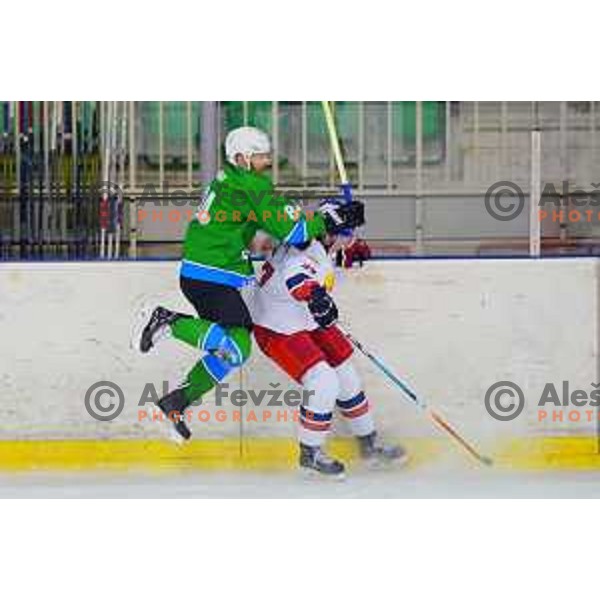 Andrej Hebar of SZ Olimpija in action during Alps League ice-hockey match between SZ Olimpija and Red Bulls Salzburg 2 in Tivoli Hall, Ljubljana, Slovenia on December 28, 2017