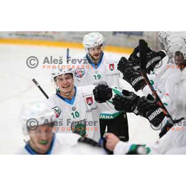 Aljaz Uduc in action during Alps League ice-hockey match between SIJ Acroni Jesenice and SZ Olimpija in Podmezakla Hall, Jesenice, Slovenia on December 30, 2017