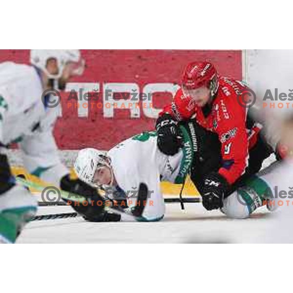 action during Alps League ice-hockey match between SIJ Acroni Jesenice and SZ Olimpija in Podmezakla Hall, Jesenice, Slovenia on December 30, 2017