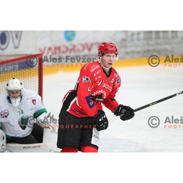 Andrej Tavzelj in action during Alps League ice-hockey match between SIJ Acroni Jesenice and SZ Olimpija in Podmezakla Hall, Jesenice, Slovenia on December 30, 2017