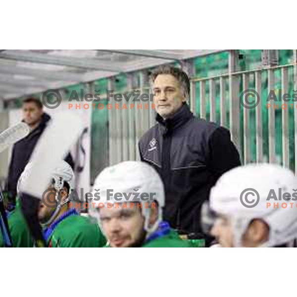 Jure Vnuk, head coach of SZ Olimpija during Slovenian National Championship Ice-hcokey match between SZ Olimpija and Maribor in Tivoli Hall, Ljubljana on January 17, 2018