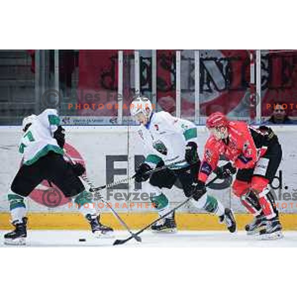 action during quarter-final of Alps League ice-hockey match between SIJ Acroni Jesenice and SZ Olimpija in Podmezakla Hall, Jesenice, Slovenia on March 6, 2018
