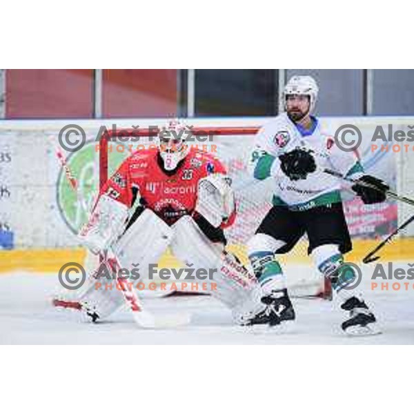 Andrej Hebar in action during quarter-final of Alps League ice-hockey match between SIJ Acroni Jesenice and SZ Olimpija in Podmezakla Hall, Jesenice, Slovenia on March 6, 2018