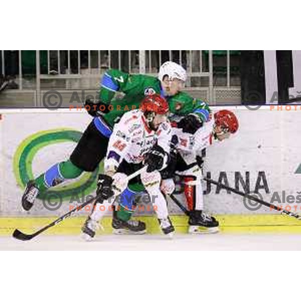 of SZ Olimpija in action during quarter-final of Alps League ice-hockey match between SZ Olimpija and Acroni Jesenice in Tivoli Hall, Ljubljana, Slovenia on March 8, 2018