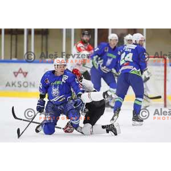 action during friendly ice-hockey match between Slovenia and Hungary at Bled ice Hall, Slovenia on April 11, 2018