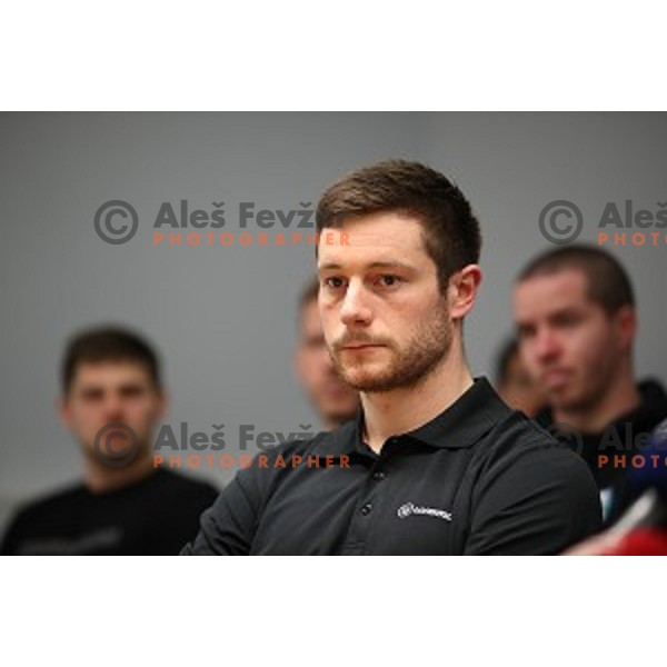 Jan Urbas of Slovenia Ice Hockey team during press conference at Bled before departure to World Championships on April 17, 2018