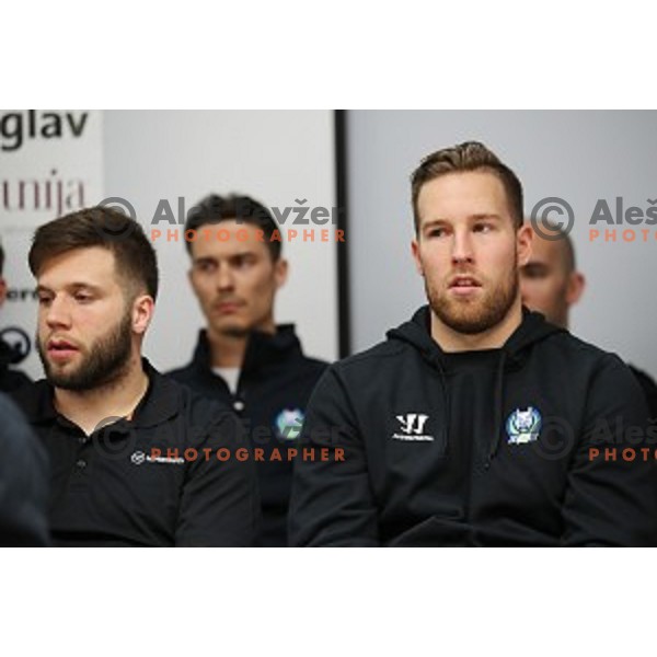 of Slovenia Ice Hockey team during press conference at Bled before departure to World Championships on April 17, 2018