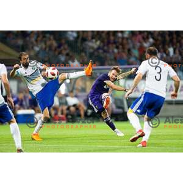 Dino Hotic in action during 2nd qualifying round of UEFA Europe League 2018/19 soccer match between Maribor and Chikhura, played in Ljudski vrt, Maribor, Slovenia on August 2, 2018