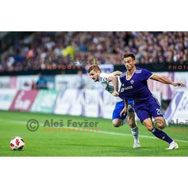 Gregor Bajde in action during 2nd qualifying round of UEFA Europe League 2018/19 soccer match between Maribor and Chikhura, played in Ljudski vrt, Maribor, Slovenia on August 2, 2018