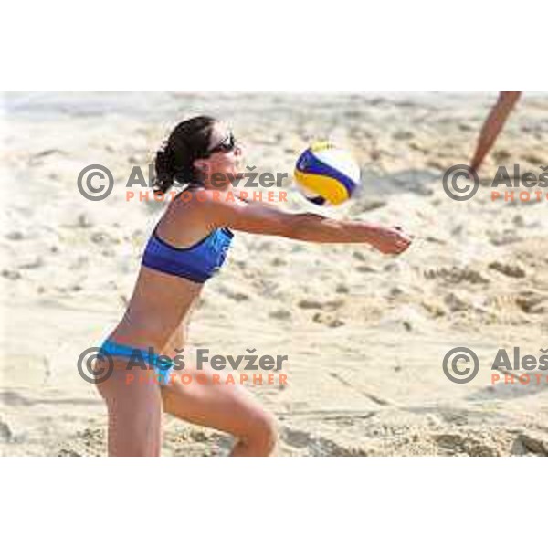 Ana Skarlovnik in action during semi-final of FIVB Beach Volley Tour Ljubljana match between at Congress Square in Ljubljana, Slovenia on August 5, 2018