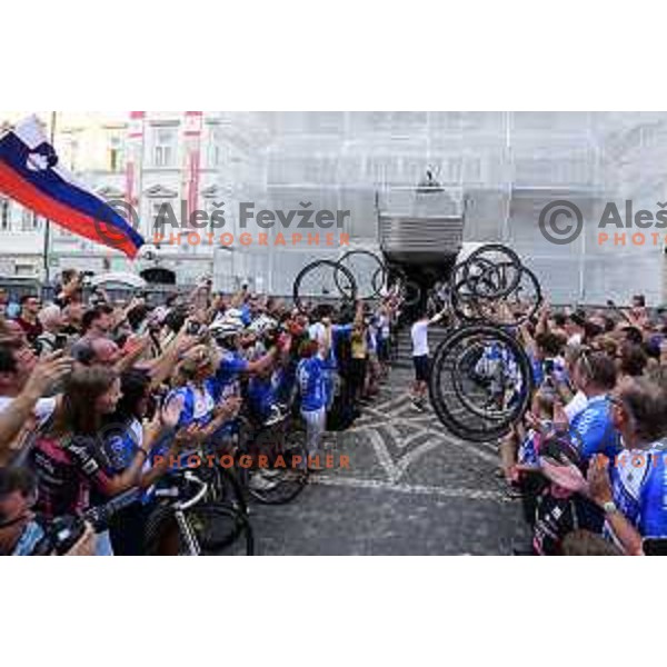Reception for Primoz Roglic (Team Lotto Jumbo) after fourth place overall at Tour de France 2018 in Ljubljana, Slovenia on August 6, 2108