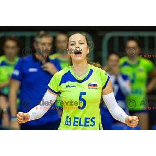 Pia Blazic of team Slovenia in action during 2019 CEV Volleyball European Championship women match between Slovenia and Israel, played in Dvorana Tabor, Maribor, Slovenia on August 15, 2018