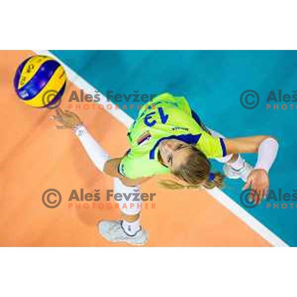 Anita Sobocan of team Slovenia in action during 2019 CEV Volleyball European Championship women match between Slovenia and Israel, played in Dvorana Tabor, Maribor, Slovenia on August 15, 2018
