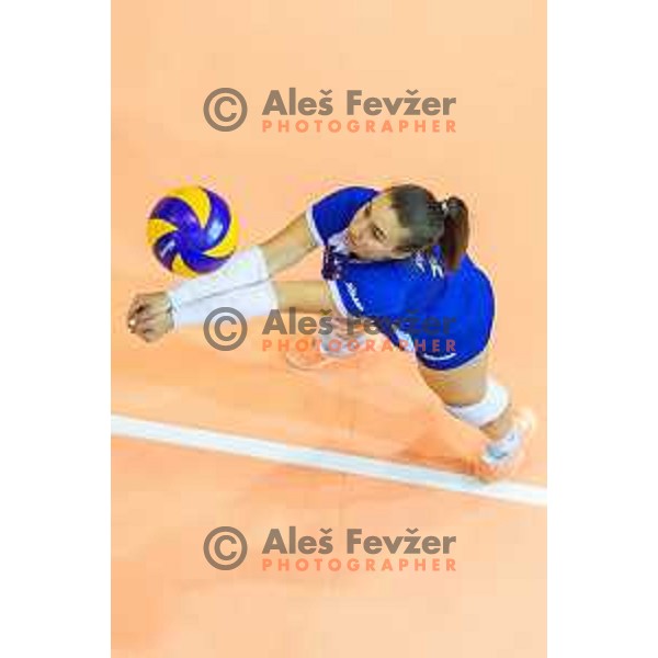 Maja Pahor of team Slovenia in action during 2019 CEV Volleyball European Championship women match between Slovenia and Israel, played in Dvorana Tabor, Maribor, Slovenia on August 15, 2018