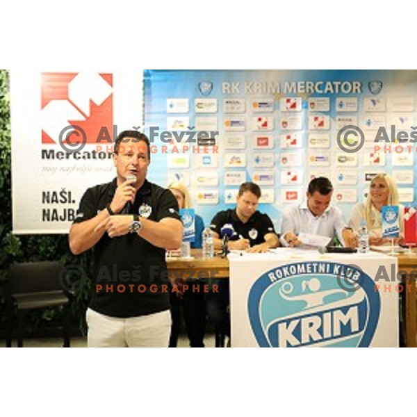 Rado Mulej at Krim Mercator press conference before 2018-2019 handball season in Ljubljana, Slovenia on August 16, 2018