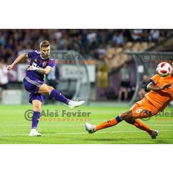 Luka Zahovic of Maribor in action during 3rd qualifying round of UEFA Europe League 2018/19 soccer match between Maribor and Rangers FC, played in Ljudski vrt, Maribor, Slovenia on August 16, 2018