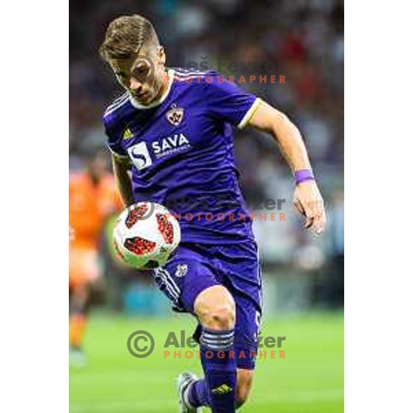 Blaz Vrhovec of Maribor in action during 3rd qualifying round of UEFA Europe League 2018/19 soccer match between Maribor and Rangers FC, played in Ljudski vrt, Maribor, Slovenia on August 16, 2018