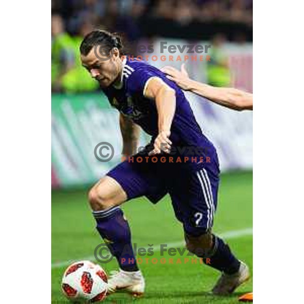 Denis Klinar in action during 3rd qualifying round of UEFA Europe League 2018/19 soccer match between Maribor and Rangers FC, played in Ljudski vrt, Maribor, Slovenia on August 16, 2018