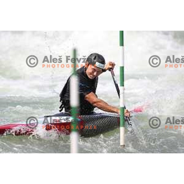 Jure Lenarcic of Slovenia kayak & canoe team at practice session before World Cp race in Tacen, Ljubljana, Slovenia on August 29, 2018