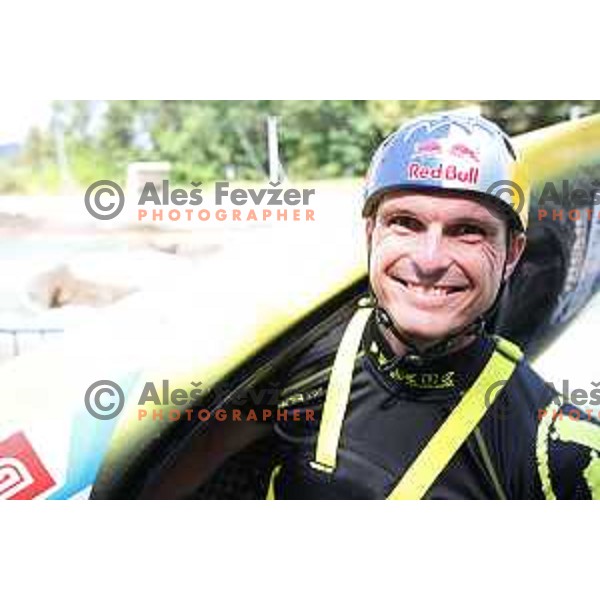 Peter Kauzer of Slovenia kayak & canoe team at practice session before World Cp race in Tacen, Ljubljana, Slovenia on August 29, 2018