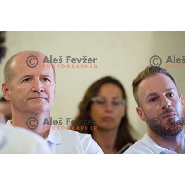 Nik Zupancic at the pre season press conference of the Alps Hockey League, Bled Castle, Bled, Slovenia