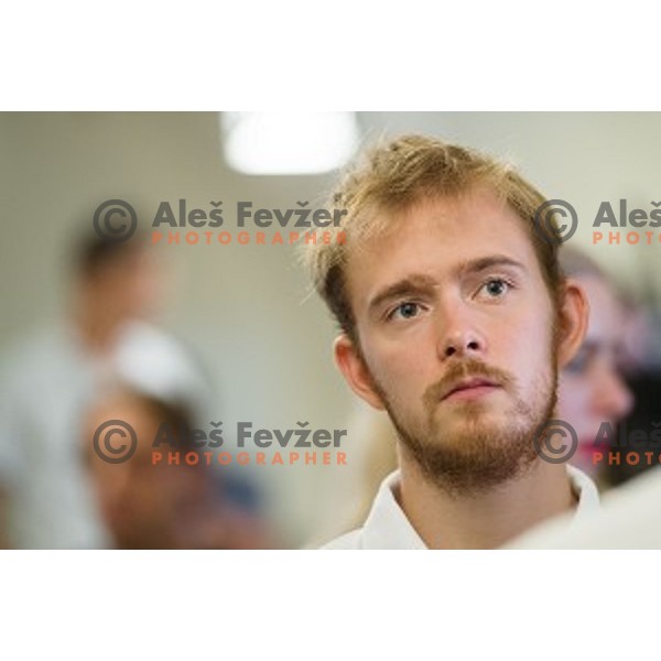 Jure Sotler at the pre season press conference of the Alps Hockey League, Bled Castle, Bled, Slovenia