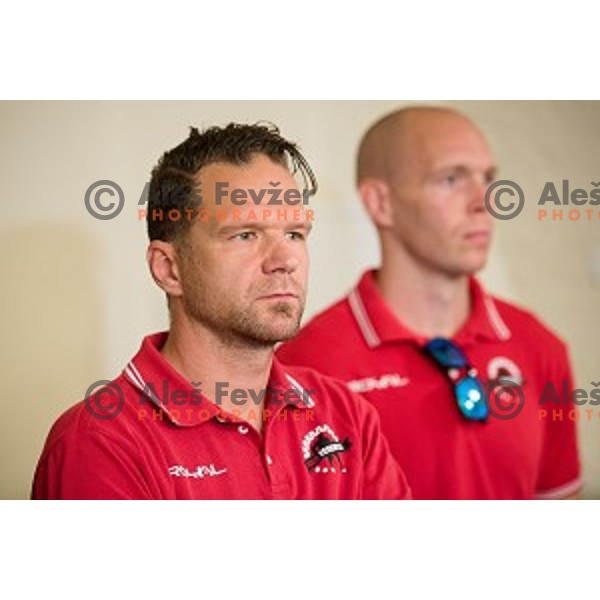 Gaber Glavic at the pre season press conference of the Alps Hockey League, Bled Castle, Bled, Slovenia