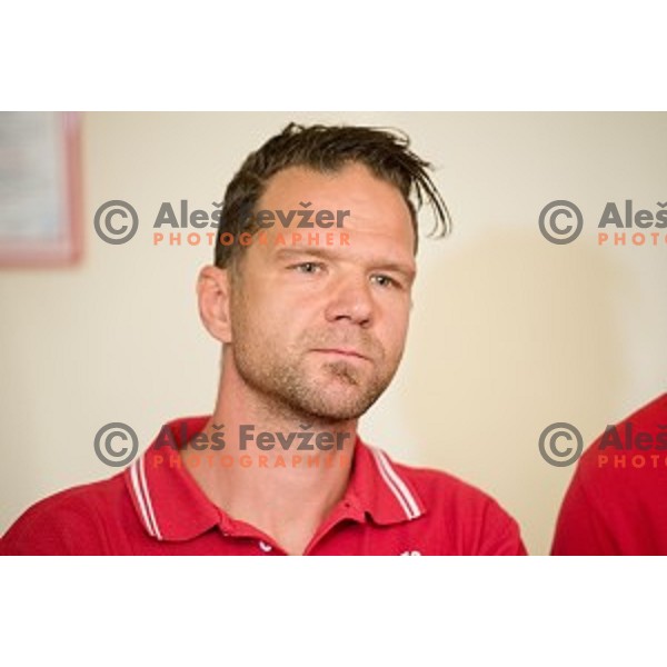 Gaber Glavic at the pre season press conference of the Alps Hockey League, Bled Castle, Bled, Slovenia