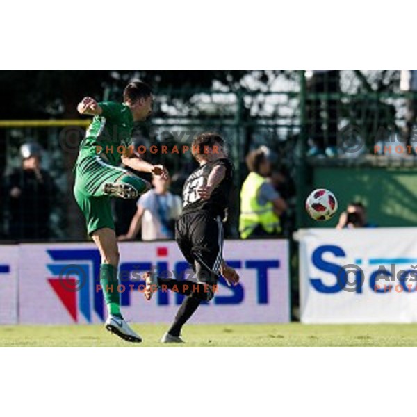Branko Ilic, Rok Sirk in action during Prva liga Telekom Slovenije football match between Mura and Olimpija, Fazanerija, Murska Sobota, Slovenia on September 16, 2018