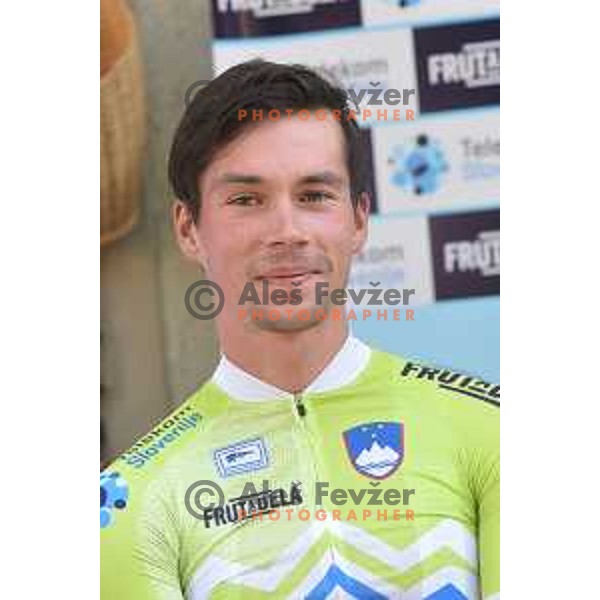Primoz Roglic of Slovenia Cycling team at press conference in Dvor Jezersek, Brnik before departure to World Cycling Championships 2018 in Innsbruck on September 17, 2018