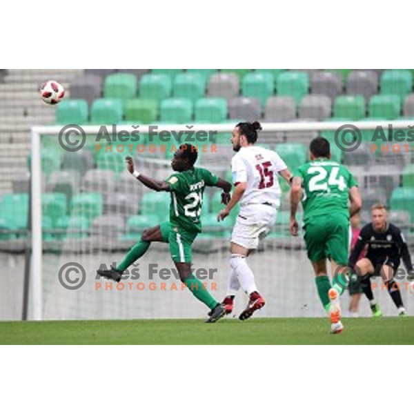 Kingsley Boateng and Ermin Alic in action during Slovenian Cup 2018- 2019 football match between Olimpija and Triglav in SRC Stozice, Ljubljana on September 20, 2018