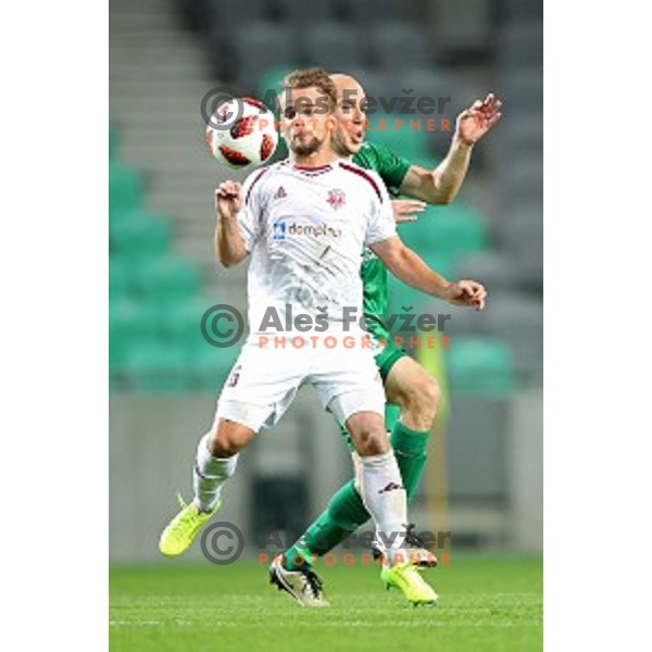Gasper Udovic and Tomislav Tomic in action during Slovenian Cup 2018- 2019 football match between Olimpija and Triglav in SRC Stozice, Ljubljana on September 20, 2018