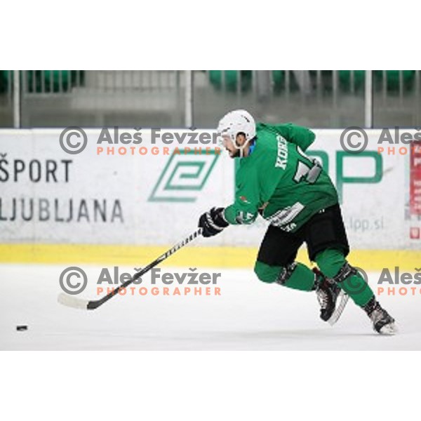 Gregor Koblar of SZ Olimpija in action during Alps League ice-hockey match between SZ Olimpija and Milano Rossoblu in Tivoli Hall, Ljubljana, Slovenia on September 23, 2018