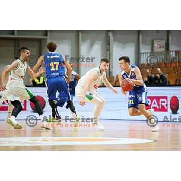 Zan Mark Sisko in action during Slovenian SuperCup basketball match between Petrol Olimpija and Sixt Primorska in Tivoli Hall, Ljubljana on September 24,2018