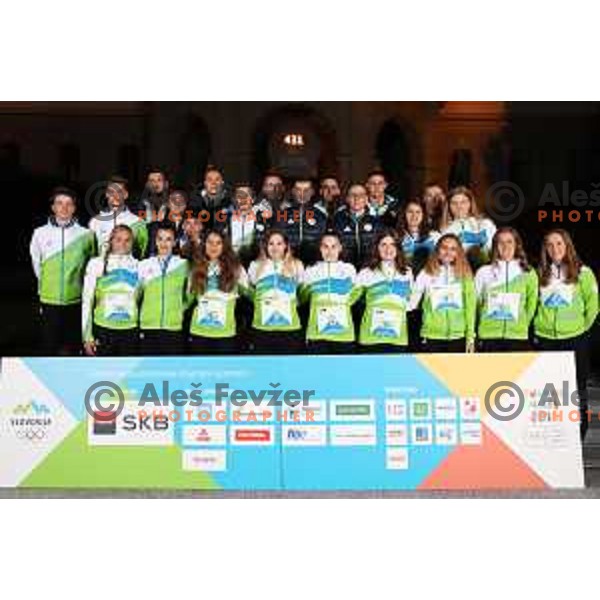 Slovenian team for Buenos Aires Youth Olympic Games at Charity night run at Congress Square in Ljubljana, Slovenia on September 28, 2018