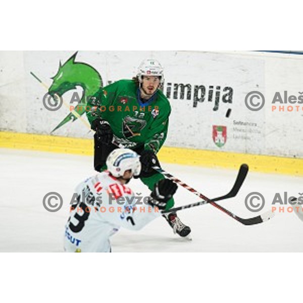 Janez Orahek in action during Alps league ice hockey match between HK SZ Olimpija and Rittner Buam , Tivoli hall, Ljubljana, Slovenia on September 29, 2018