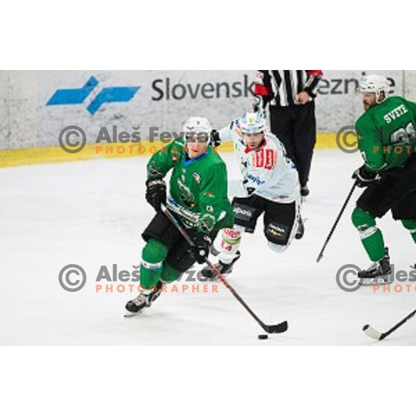 Kristjan Cepon in action during Alps league ice hockey match between HK SZ Olimpija and Rittner Buam , Tivoli hall, Ljubljana, Slovenia on September 29, 2018
