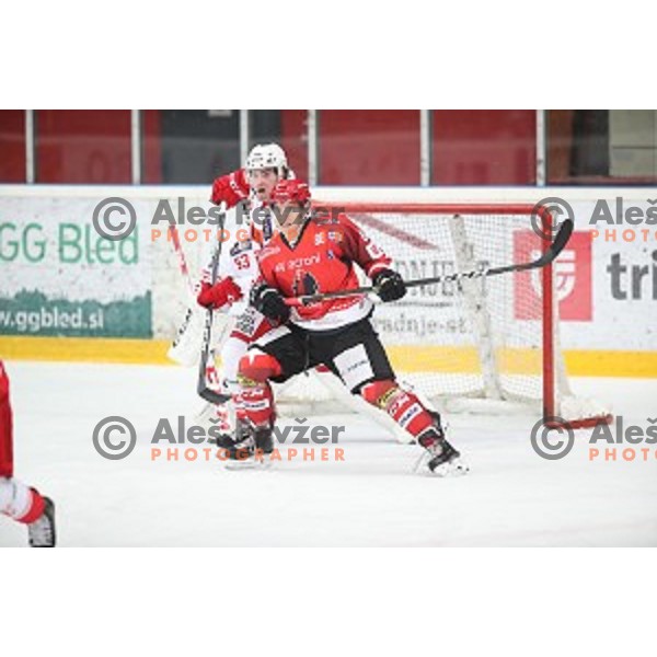 of Jesenice in action during Alps League ice-hockey match between Jesenice and KAC 2 in Podmezakla Hall, Jesenice, Slovenia on October 3, 2018