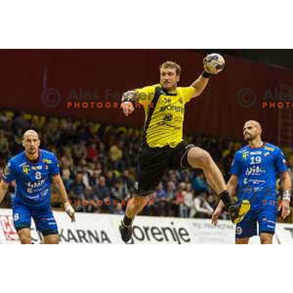 action during EHF league Qualifyer handball match between Gorenje and Gwardia Opole in Red Hall, Velenje on October 7, 2018