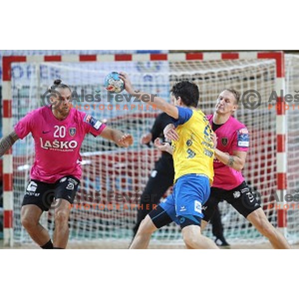 action during 1.NLB leasing League handball match between Koper and Celje Pivovarna Lasko in Koper, Slovenia on October 17, 2018